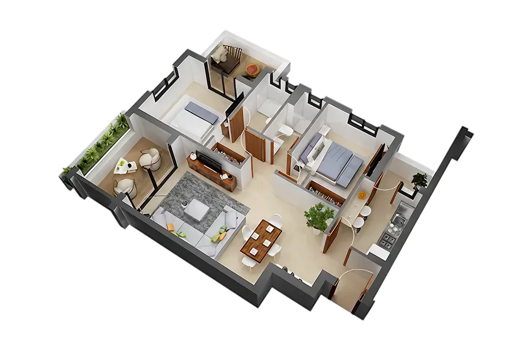 Plan F3 – Résidence Tanger Beach
