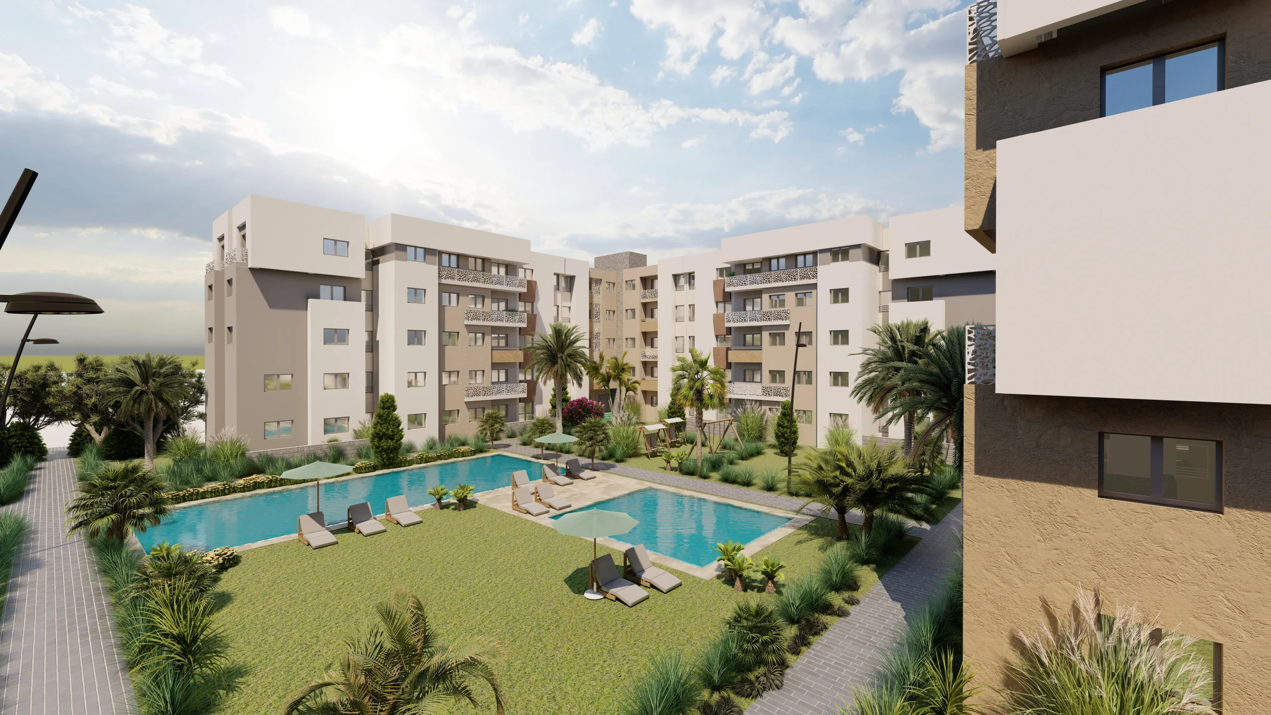 Vue perspective Les Résidences des Zaërs Coralia – Rabat
