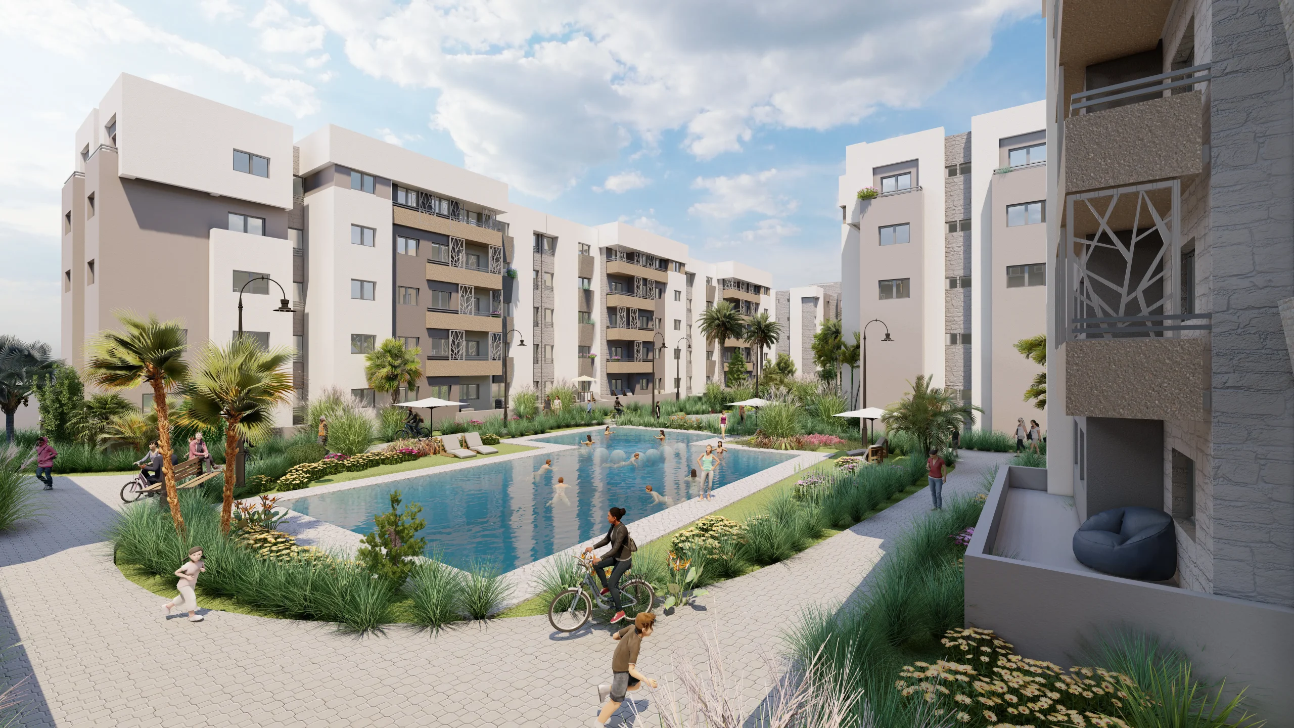 Vue perspective Les Résidences des Zaërs Coralia – Rabat