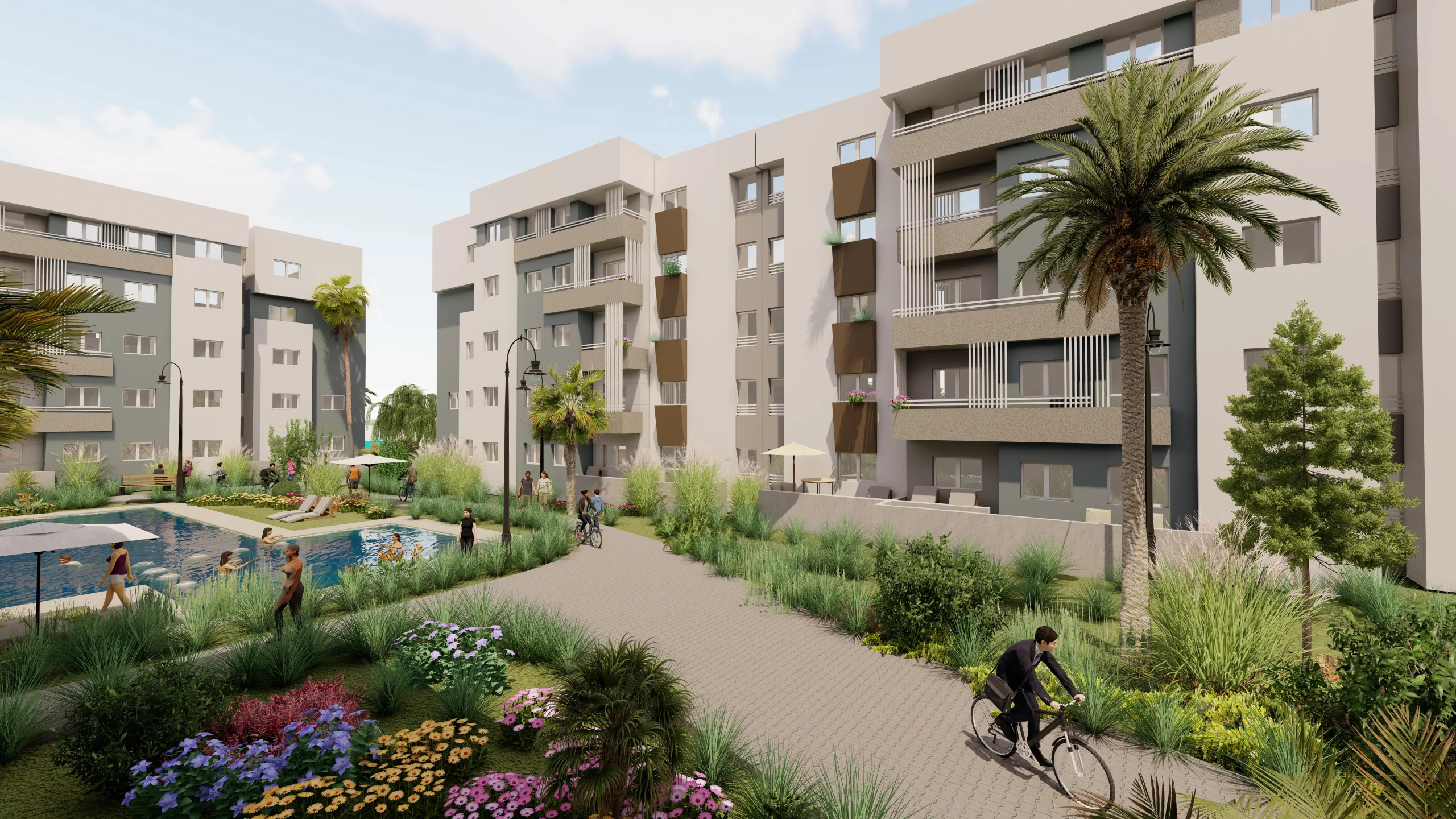 Vue perspective Les Résidences des Zaërs Coralia – Rabat