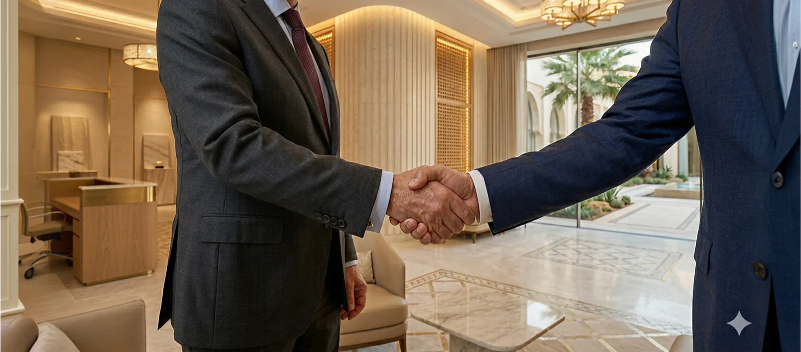 Poignée de main entre un conseiller immobilier et un client lors d’un accord immobilier