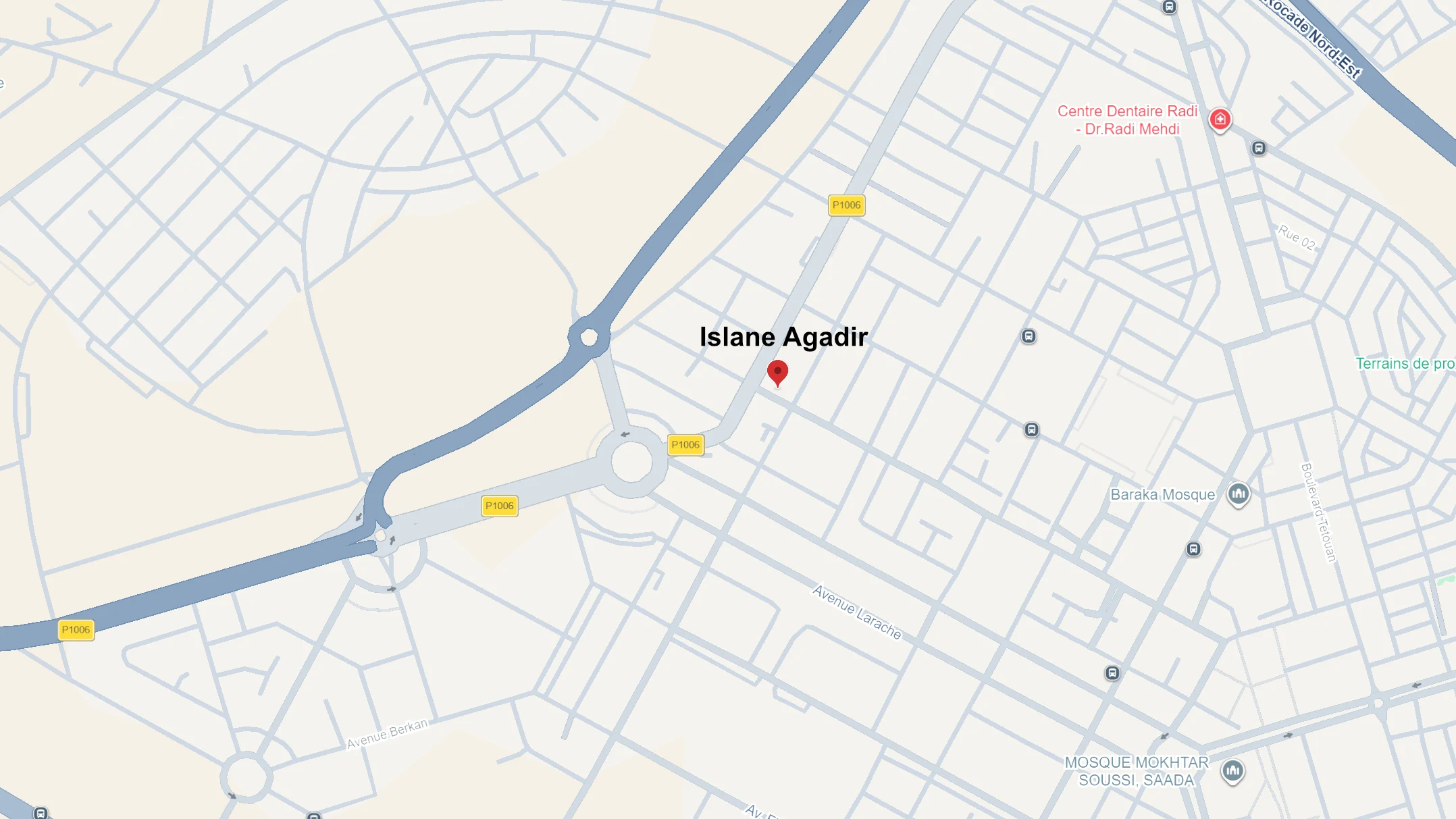 Carte de localisation de la résidence Islane dans le quartier d’Agadir