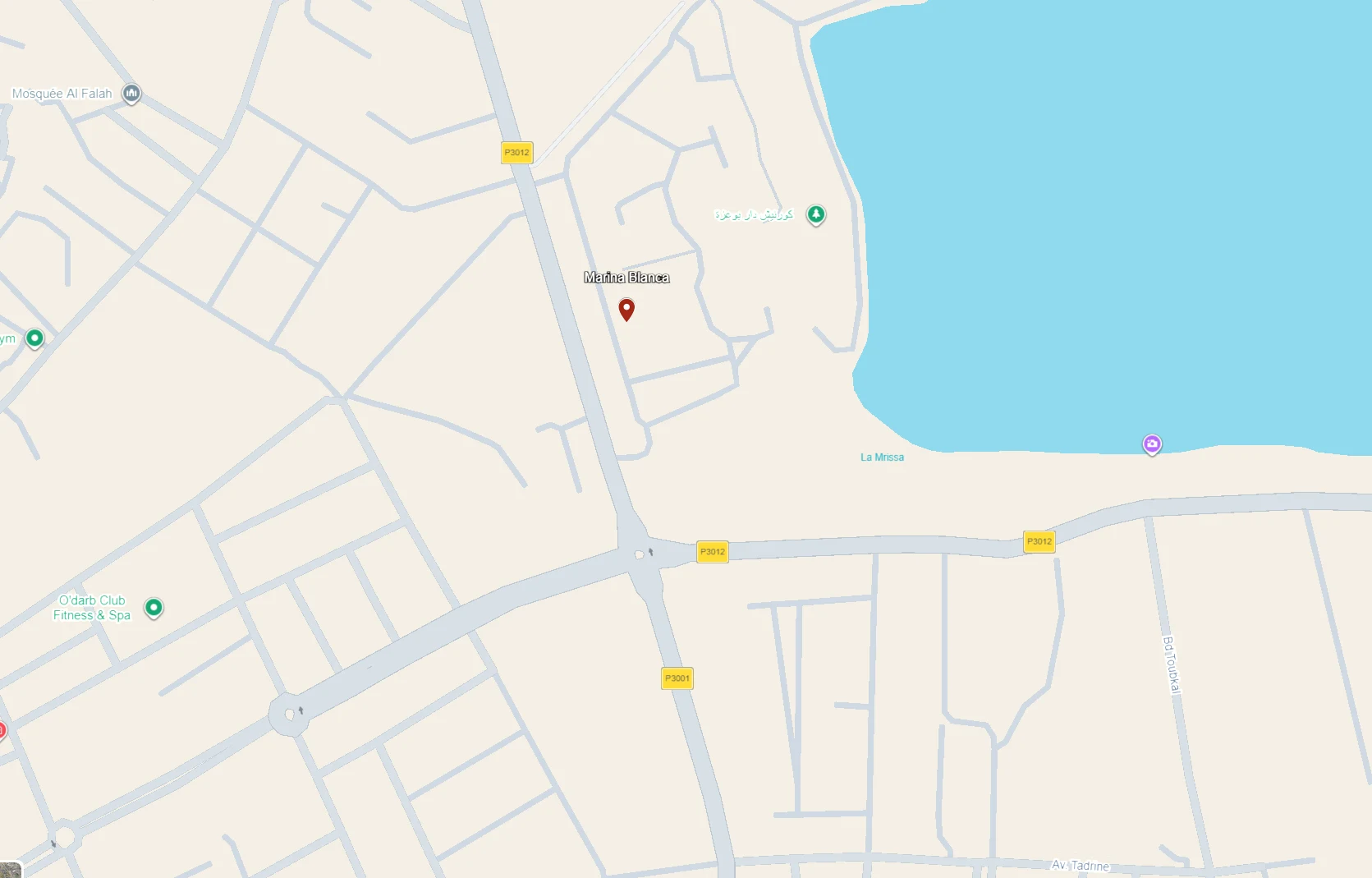 Marina Blanca location map – Dar Bouazza, Casablanca