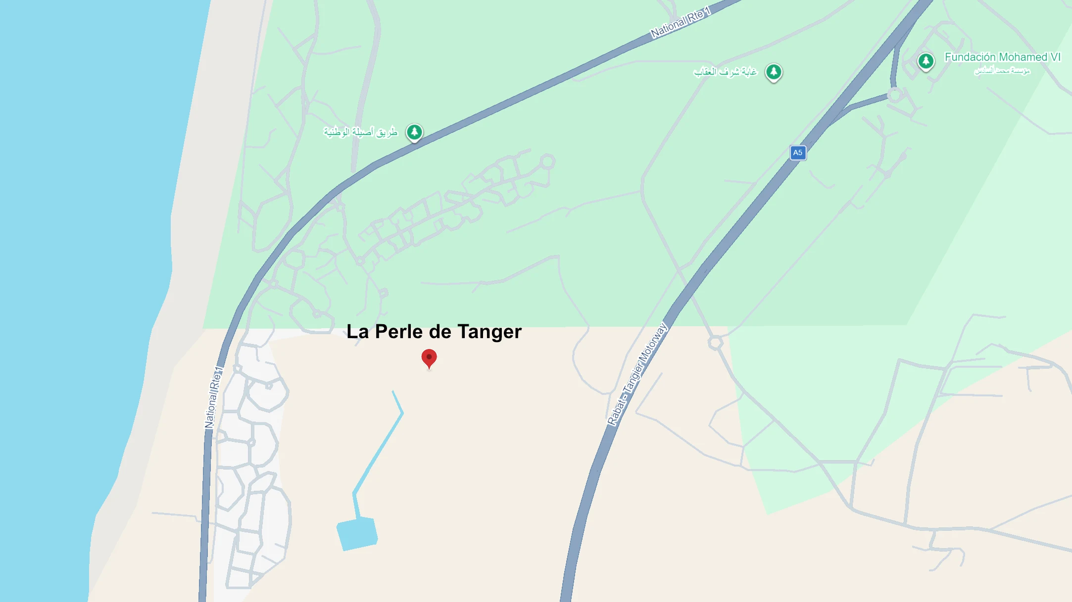 Carte de localisation de la résidence Les Perles à Tanger