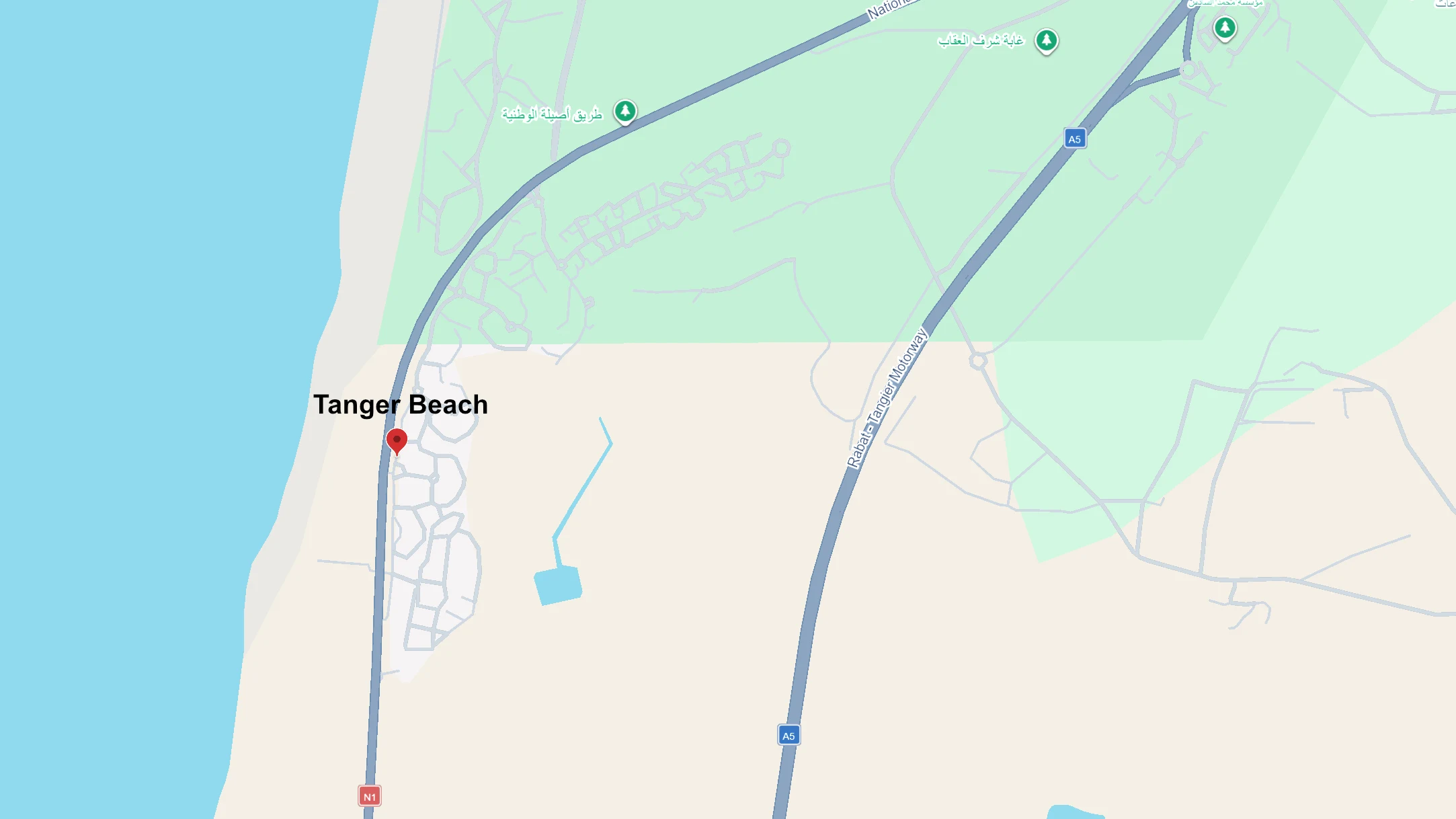 Carte de localisation du projet Tanger Beach en bord de mer