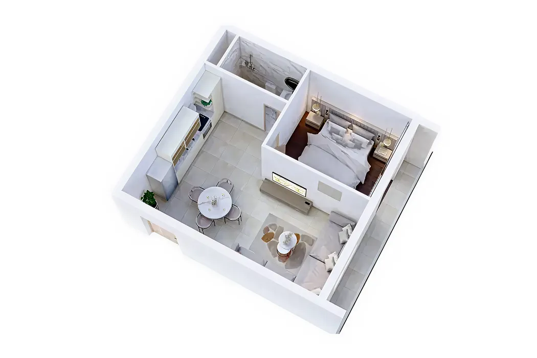 Plan d’appartement F2 à Oujda – Îlot 1